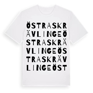 Östra Skrävlinge ordlek t-shirt – ekologisk bomull t-shirt från Pinshirt
