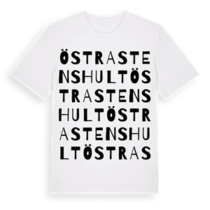 Östra Stenshult ordlek t-shirt – ekologisk bomull t-shirt från Pinshirt
