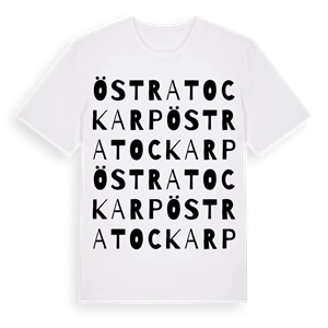 Östra Tockarp ordlek t-shirt – ekologisk bomull t-shirt från Pinshirt