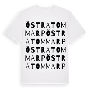 Östra Tommarp ordlek t-shirt – ekologisk bomull t-shirt från Pinshirt