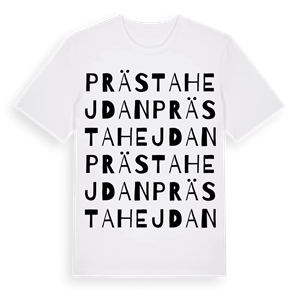 Prästahejdan ordlek t-shirt – ekologisk bomull t-shirt från Pinshirt