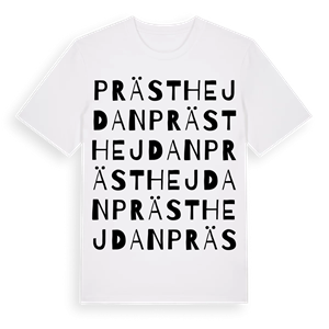 Prästhejdan ordlek t-shirt – ekologisk bomull t-shirt från Pinshirt