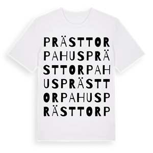 Prästtorpahus ordlek t-shirt – ekologisk bomull t-shirt från Pinshirt