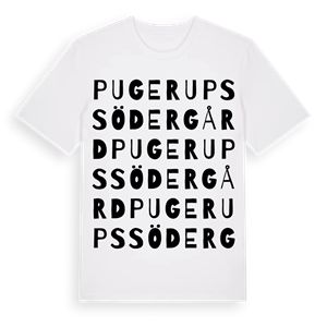 Pugerups Södergård ordlek t-shirt – ekologisk bomull t-shirt från Pinshirt