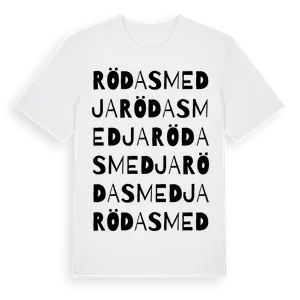 Röda Smedja ordlek t-shirt – ekologisk bomull t-shirt från Pinshirt