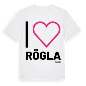 Jag älskar Rögla t-shirt stort tryck – ekologisk bomull t-shirt från Pinshirt