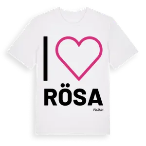 Jag älskar Rösa t-shirt stort tryck – ekologisk bomull t-shirt från Pinshirt