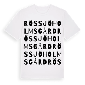 Rössjöholms gård ordlek t-shirt – ekologisk bomull t-shirt från Pinshirt