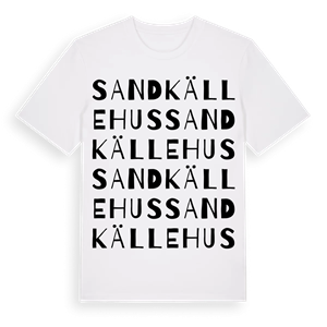 Sandkällehus ordlek t-shirt – ekologisk bomull t-shirt från Pinshirt