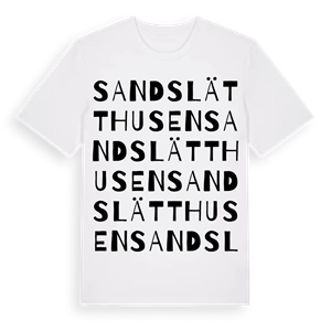 Sandslätthusen ordlek t-shirt – ekologisk bomull t-shirt från Pinshirt
