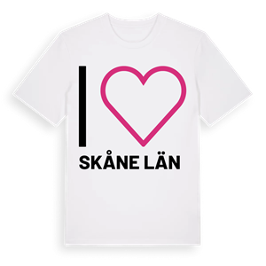 Jag älskar Skåne län t-shirt stort tryck – ekologisk bomull t-shirt från Pinshirt