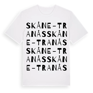 Skåne-Tranås ordlek t-shirt – ekologisk bomull t-shirt från Pinshirt