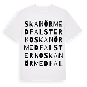 Skanör med Falsterbo ordlek t-shirt – ekologisk bomull t-shirt från Pinshirt