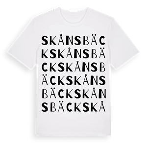 Skånsbäck ordlek t-shirt – ekologisk bomull t-shirt från Pinshirt