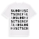 White t-shirt med Skoghusets enefälad ordlek t-shirt