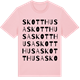 Pink Cotton t-shirt med Skotthusa ordlek t-shirt