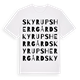 White t-shirt med Skyrups herrgård ordlek t-shirt