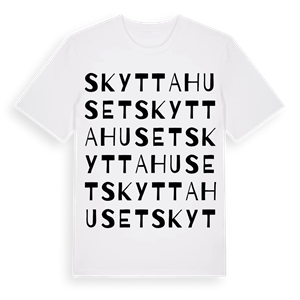 Skyttahuset ordlek t-shirt – ekologisk bomull t-shirt från Pinshirt