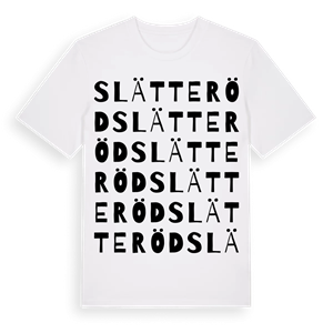 Slätteröd ordlek t-shirt – ekologisk bomull t-shirt från Pinshirt