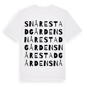 Snårestadgården ordlek t-shirt – ekologisk bomull t-shirt från Pinshirt