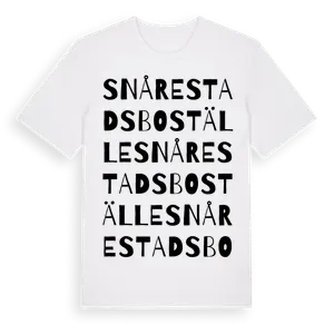 Snårestads Boställe ordlek t-shirt – ekologisk bomull t-shirt från Pinshirt