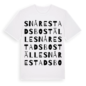 Snårestads boställe ordlek t-shirt – ekologisk bomull t-shirt från Pinshirt