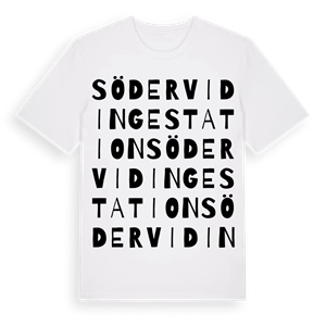 Södervidinge station ordlek t-shirt – ekologisk bomull t-shirt från Pinshirt