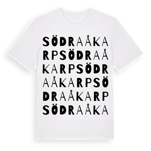 Södra Åkarp ordlek t-shirt – ekologisk bomull t-shirt från Pinshirt