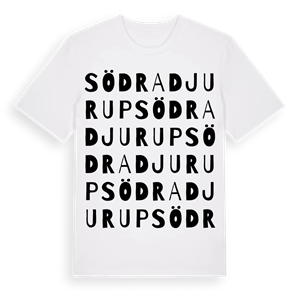 Södra Djurup ordlek t-shirt – ekologisk bomull t-shirt från Pinshirt