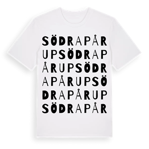 Södra Pårup ordlek t-shirt – ekologisk bomull t-shirt från Pinshirt