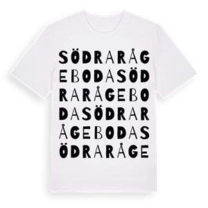 Södra Rågeboda ordlek t-shirt – ekologisk bomull t-shirt från Pinshirt