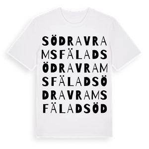 Södra Vrams fälad ordlek t-shirt – ekologisk bomull t-shirt från Pinshirt