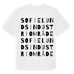 Sofielunds Industriområde ordlek t-shirt – ekologisk bomull t-shirt från Pinshirt