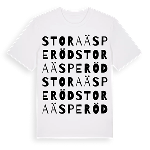 Stora Äsperöd ordlek t-shirt – ekologisk bomull t-shirt från Pinshirt