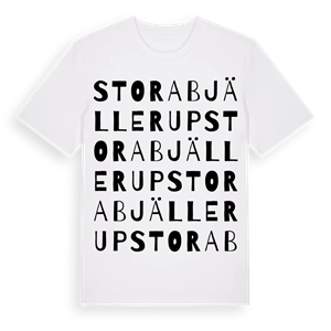 Stora Bjällerup ordlek t-shirt – ekologisk bomull t-shirt från Pinshirt