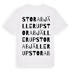 Stora Bjällerup ordlek t-shirt – ekologisk bomull t-shirt från Pinshirt