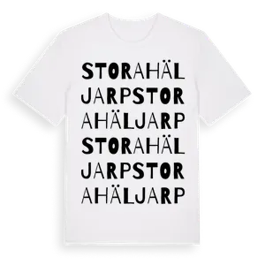 Stora Häljarp ordlek t-shirt – ekologisk bomull t-shirt från Pinshirt