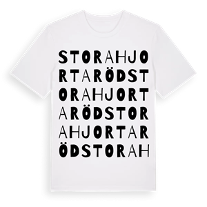 Stora Hjortaröd ordlek t-shirt – ekologisk bomull t-shirt från Pinshirt