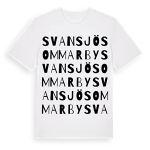 Svansjö sommarby ordlek t-shirt – ekologisk bomull t-shirt från Pinshirt