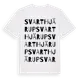 White t-shirt med Svarthjärup ordlek t-shirt