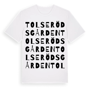 Tolserödsgården ordlek t-shirt – ekologisk bomull t-shirt från Pinshirt