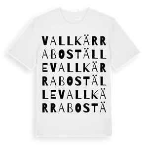 Vallkärra boställe ordlek t-shirt – ekologisk bomull t-shirt från Pinshirt