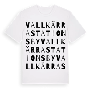 Vallkärra stationsby ordlek t-shirt – ekologisk bomull t-shirt från Pinshirt