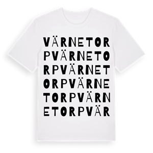 Värnetorp ordlek t-shirt – ekologisk bomull t-shirt från Pinshirt