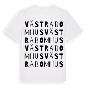 Västra Bomhus ordlek t-shirt – ekologisk bomull t-shirt från Pinshirt