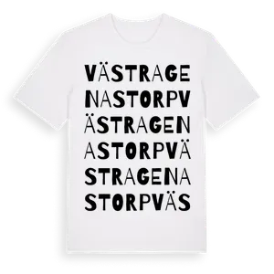 Västra Genastorp ordlek t-shirt – ekologisk bomull t-shirt från Pinshirt