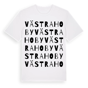 Västra Hoby ordlek t-shirt – ekologisk bomull t-shirt från Pinshirt