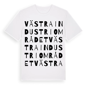 Västra industriområdet ordlek t-shirt – ekologisk bomull t-shirt från Pinshirt
