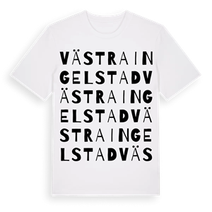Västra Ingelstad ordlek t-shirt – ekologisk bomull t-shirt från Pinshirt