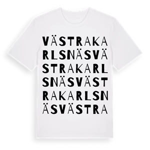 Västra Karlsnäs ordlek t-shirt – ekologisk bomull t-shirt från Pinshirt